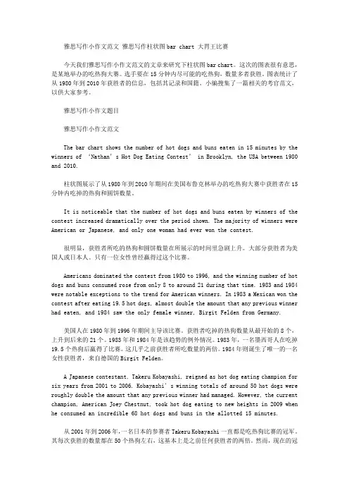 雅思写作小作文范文 雅思写作柱状图bar chart 大胃王比赛.doc
