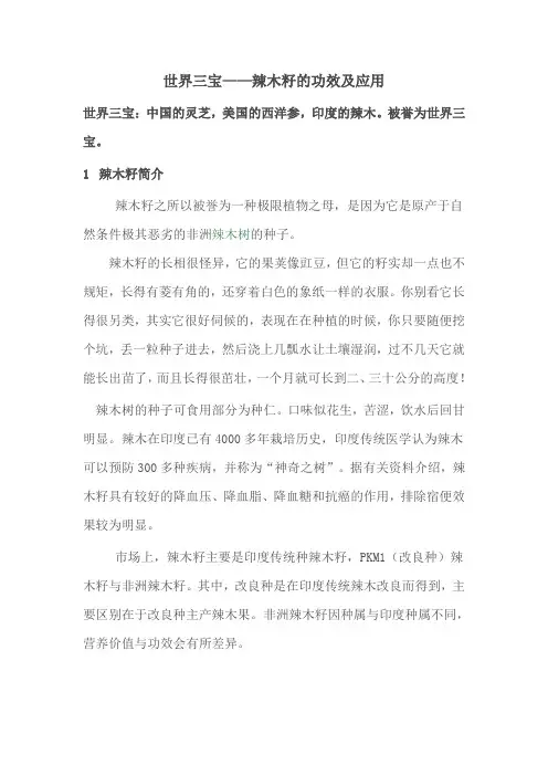世界三宝——辣木籽的功效及应用