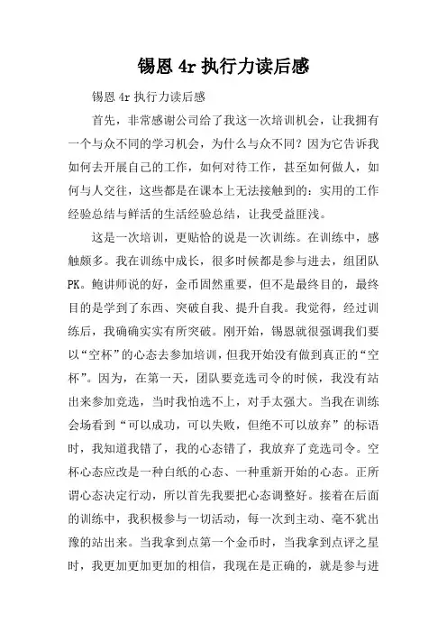锡恩4r执行力读后感