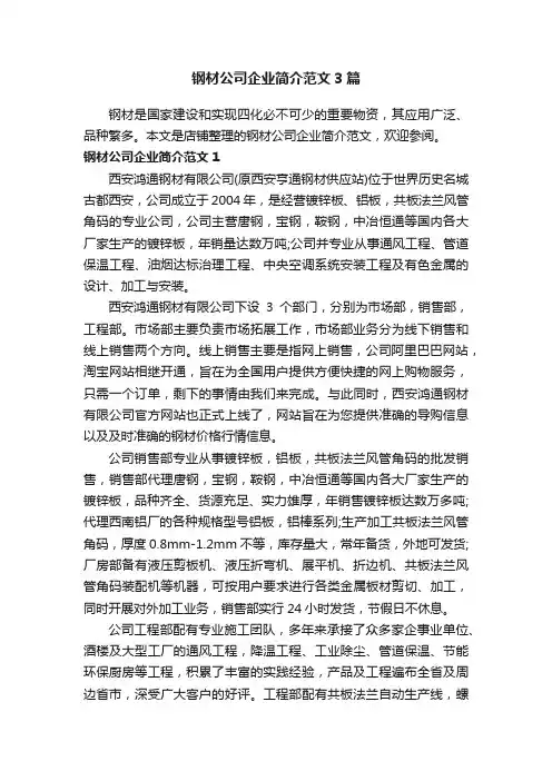 钢材公司企业简介范文3篇