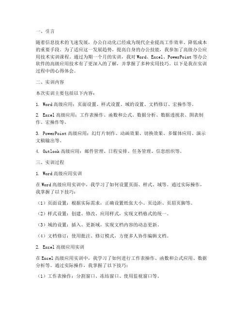 高级办公应用技术实训报告