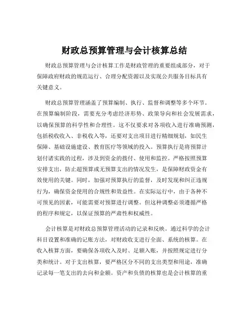 财政总预算管理与会计核算总结