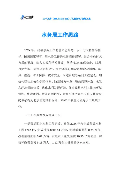 水务局工作思路