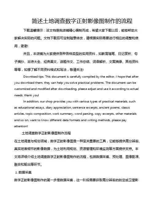 简述土地调查数字正射影像图制作的流程