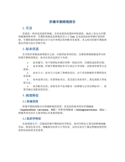肝癌早期病理报告