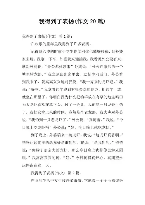 我得到了表扬(作文20篇)