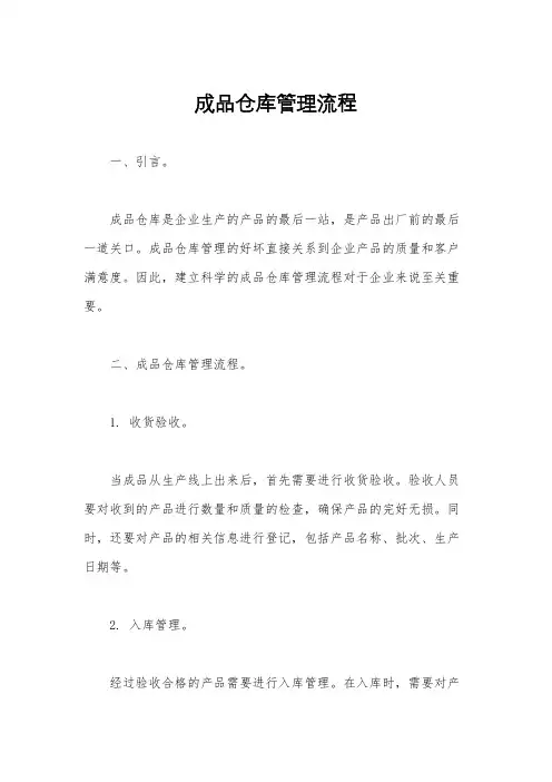 成品仓库管理流程