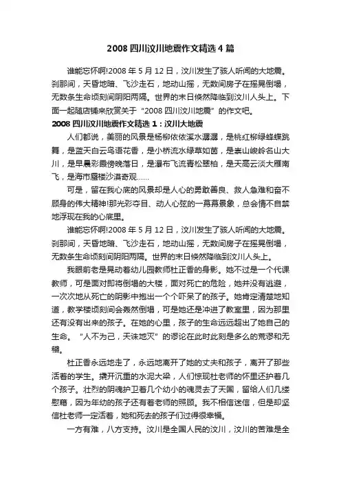 2008四川汶川地震作文精选4篇