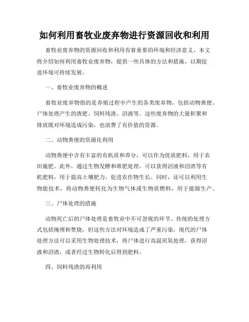 如何利用畜牧业废弃物进行资源回收和利用