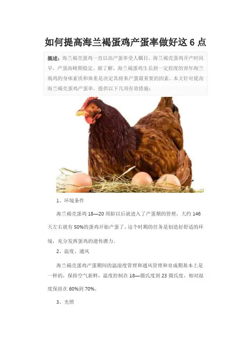 如何提高海兰褐蛋鸡产蛋率做好这6点