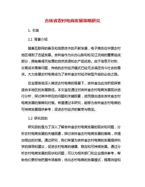 吉林省农村电商发展策略研究