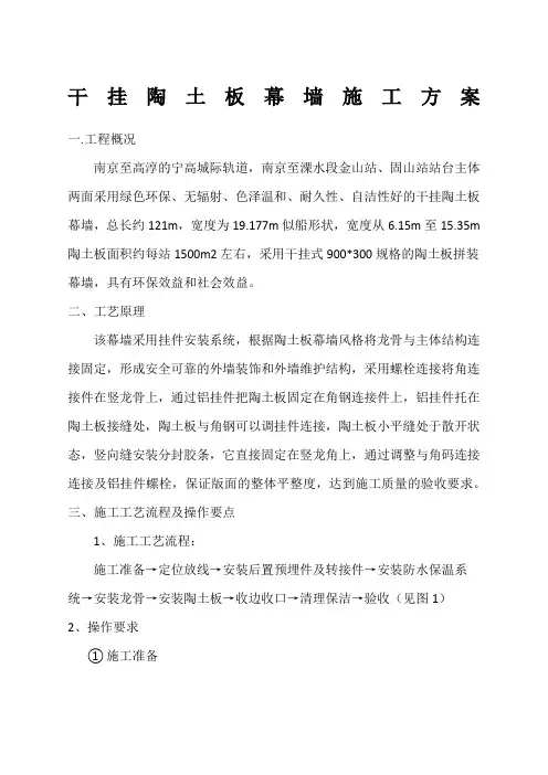 干挂陶土板幕墙施工方案