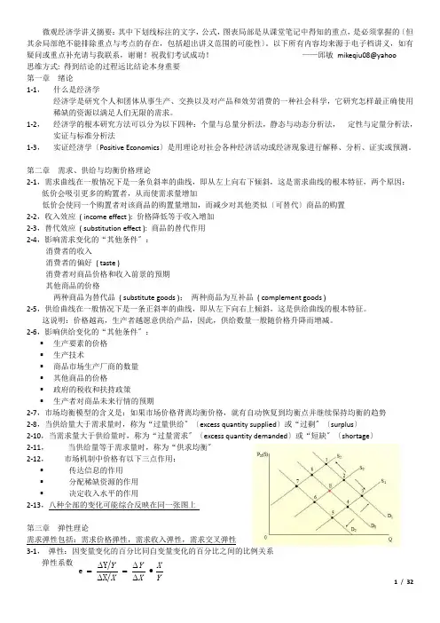 微观经济学 讲义整理