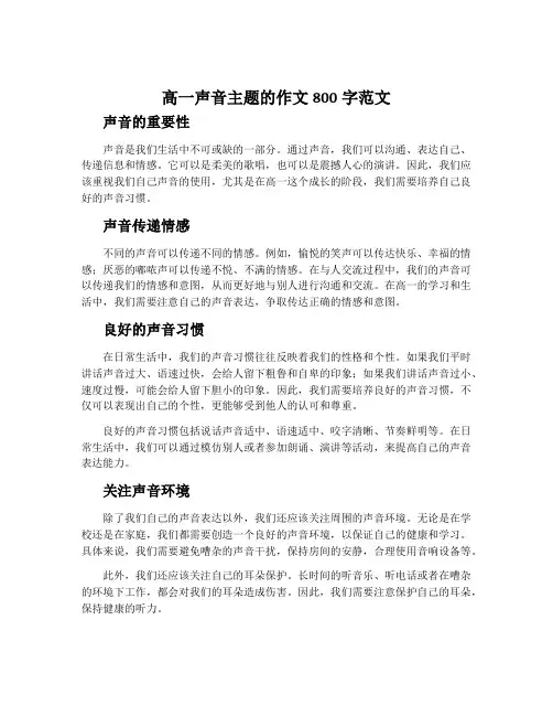 高一声音主题的作文800字范文