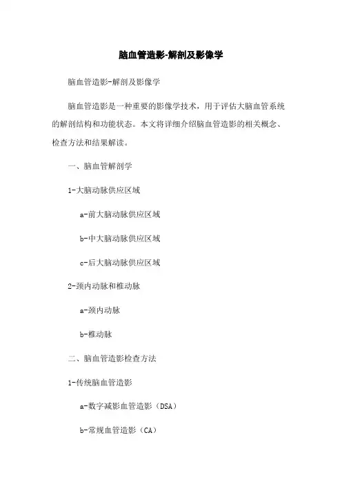 脑血管造影-解剖及影像学