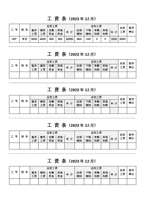 工资条模板