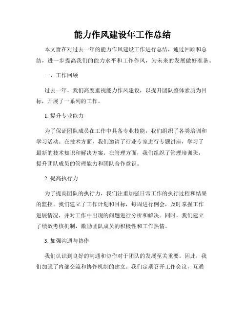 能力作风建设年工作总结