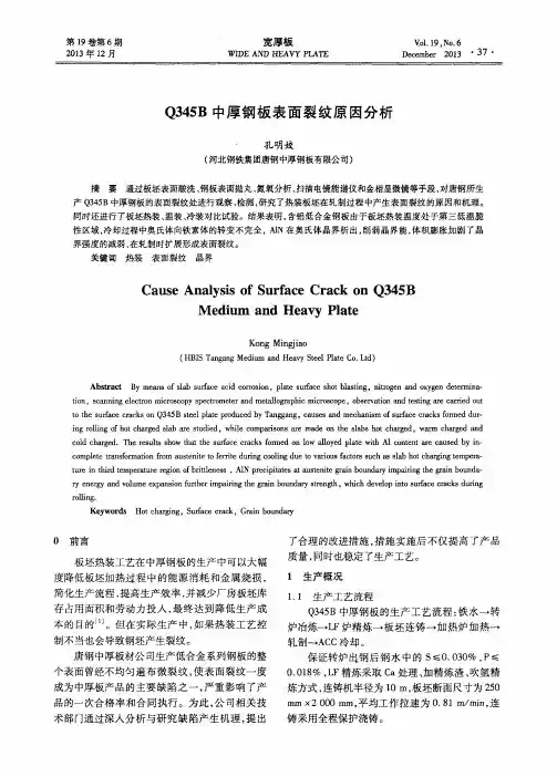 Q345B中厚钢板表面裂纹原因分析
