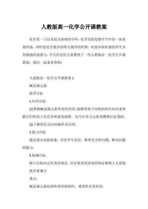 人教版高一化学公开课教案