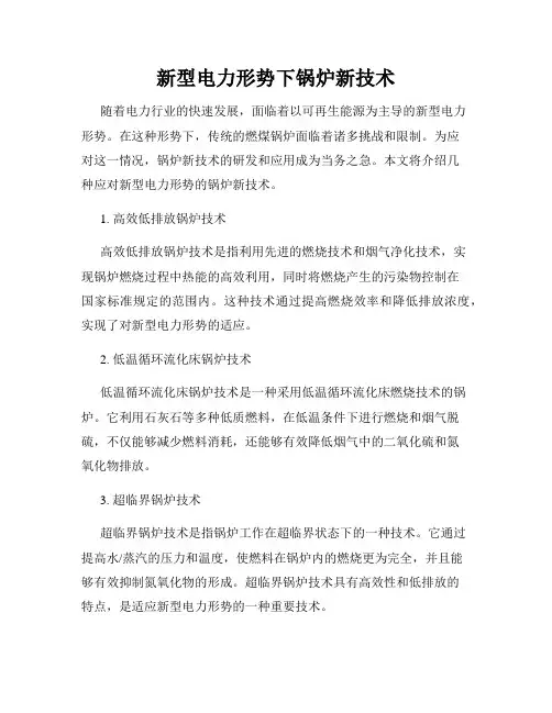 新型电力形势下锅炉新技术