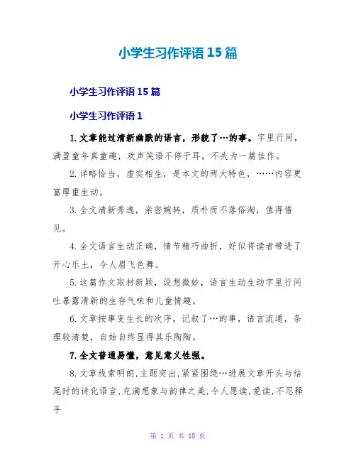 小学生习作评语15篇