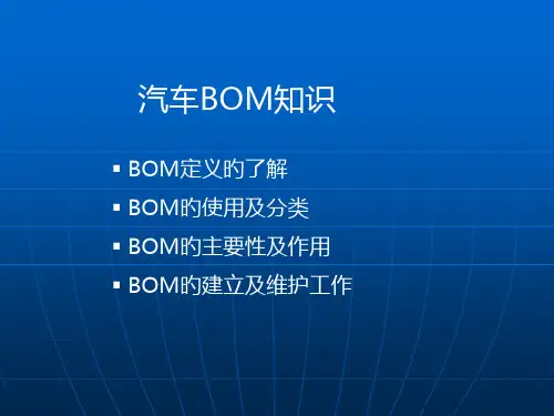 汽车BOM知识完整版