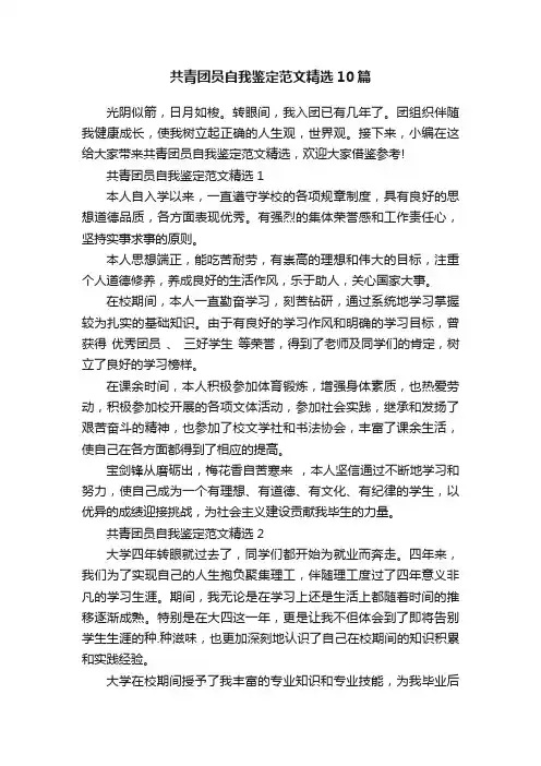 共青团员自我鉴定范文精选10篇