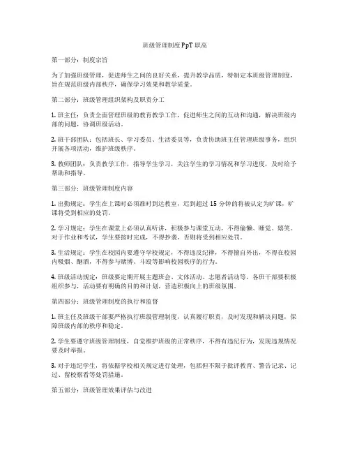 班级管理制度PpT职高