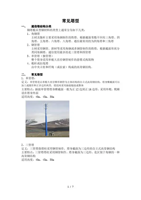 常见铁塔塔型