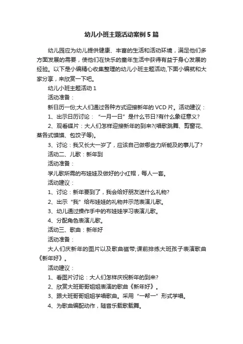 幼儿小班主题活动案例5篇