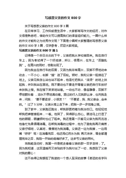关于写感恩父亲的作文800字3篇