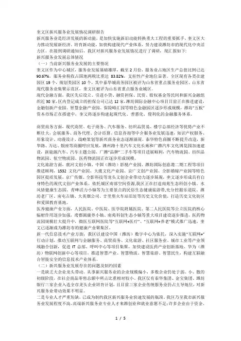 奎文区新兴服务业发展情况调研报告
