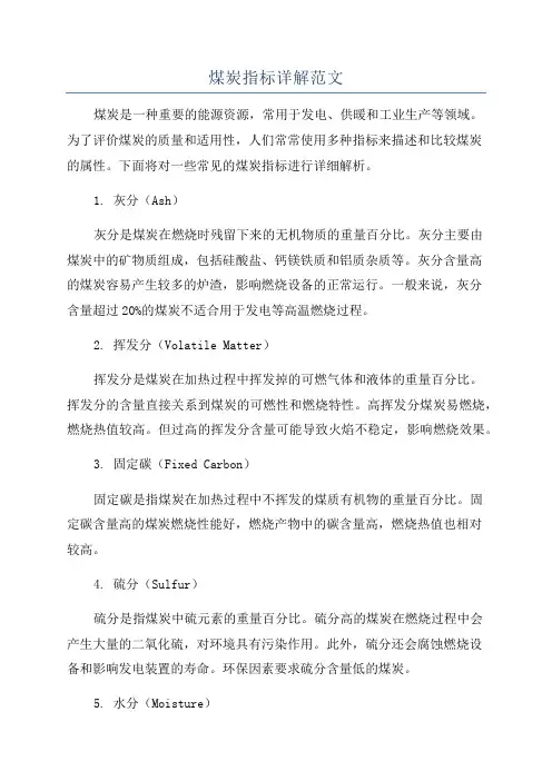 煤炭指标详解范文