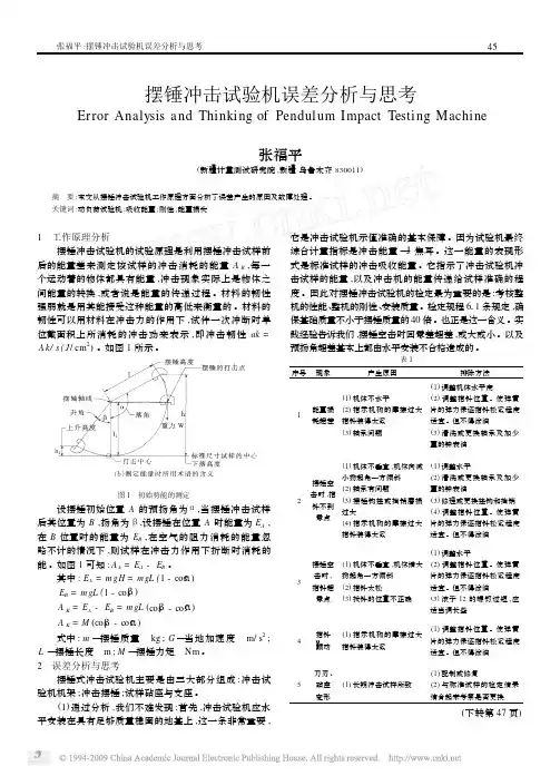 摆锤冲击试验机误差分析与思考