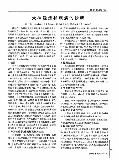 犬神经症状疾病的诊断