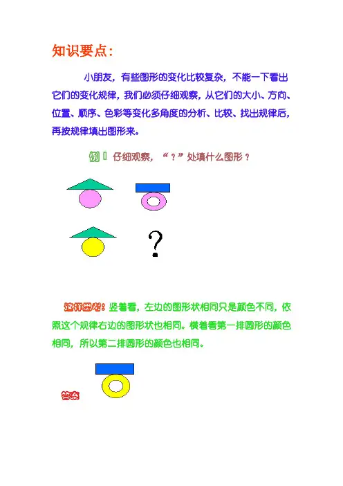 小学生奥数教程设计--按规律填图、按规律接着画
