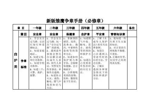 小学新版雏鹰争章手册范本