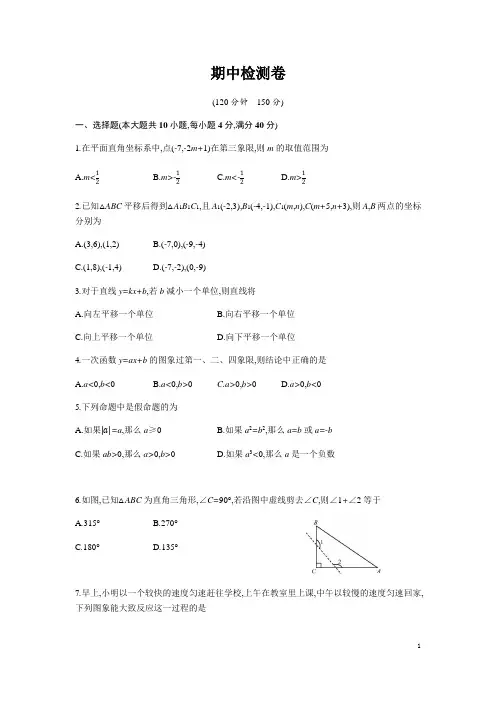 沪科版八年级数学上册期中测试卷(含答案)