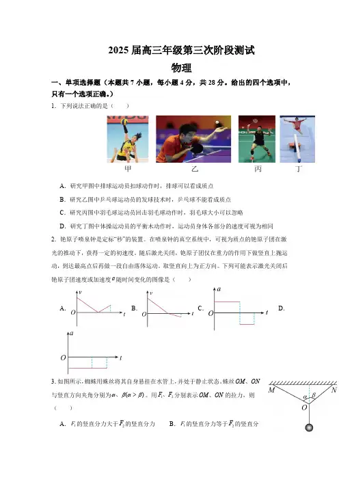 广东省广州市番禺中学2024-2025学年高三11月月考物理试题
