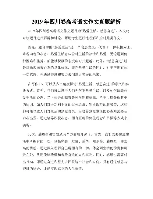 2019年四川卷高考语文作文真题解析