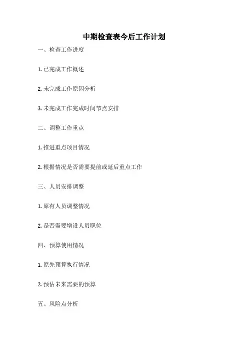 中期检查表今后工作计划