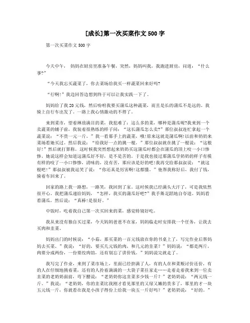[成长]第一次买菜作文500字