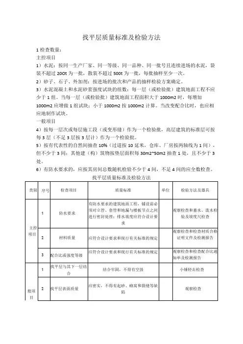 找平层质量标准及检验方法