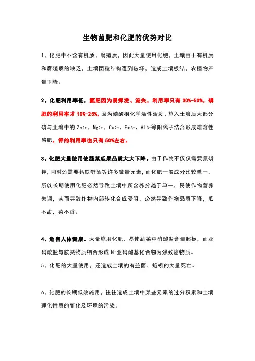 生物菌肥和化肥的优势对比