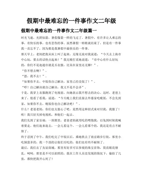 假期中最难忘的一件事作文二年级
