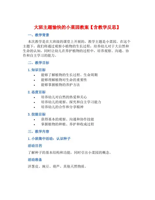 大班主题愉快的小菜园教案【含教学反思】