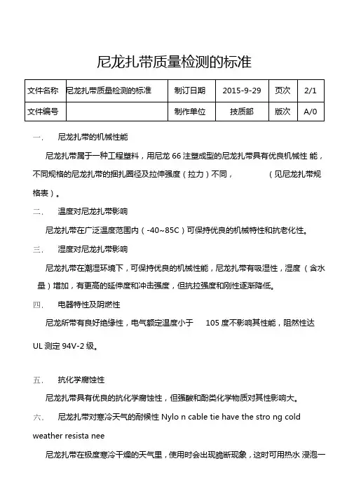 尼龙扎带标准