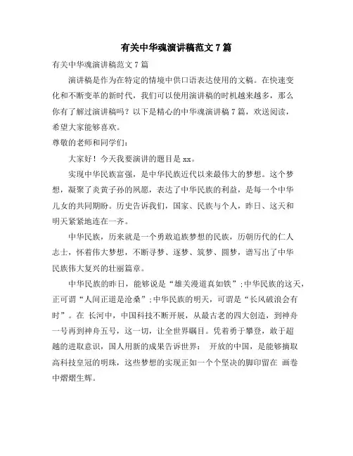 有关中华魂演讲稿范文7篇