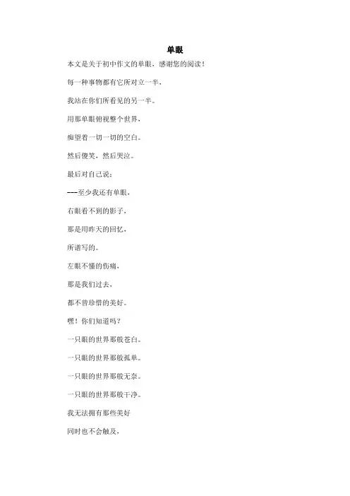 单眼_初中作文