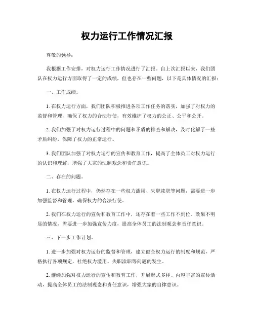 权力运行工作情况汇报
